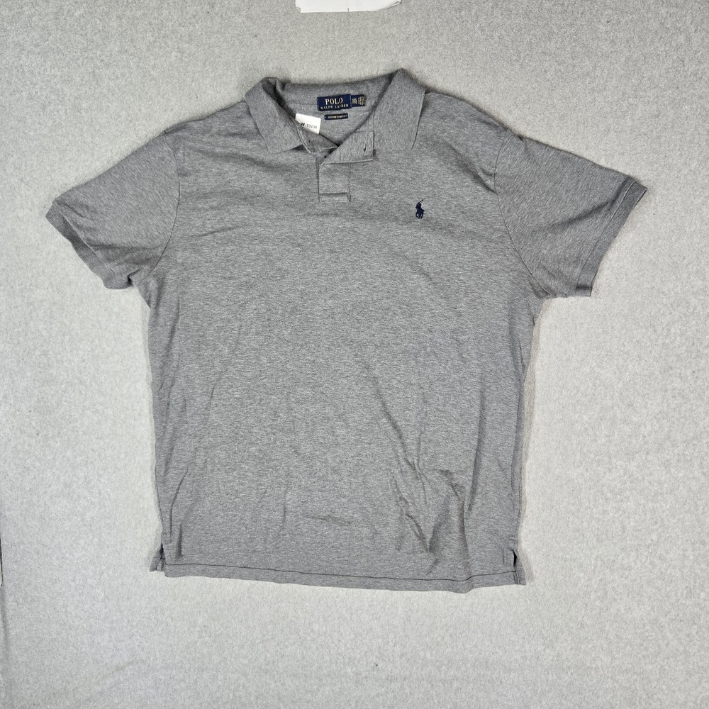 Polo Ralph Lauren Men Polo XXL Gray Embroidered Custom Slim Fit Button